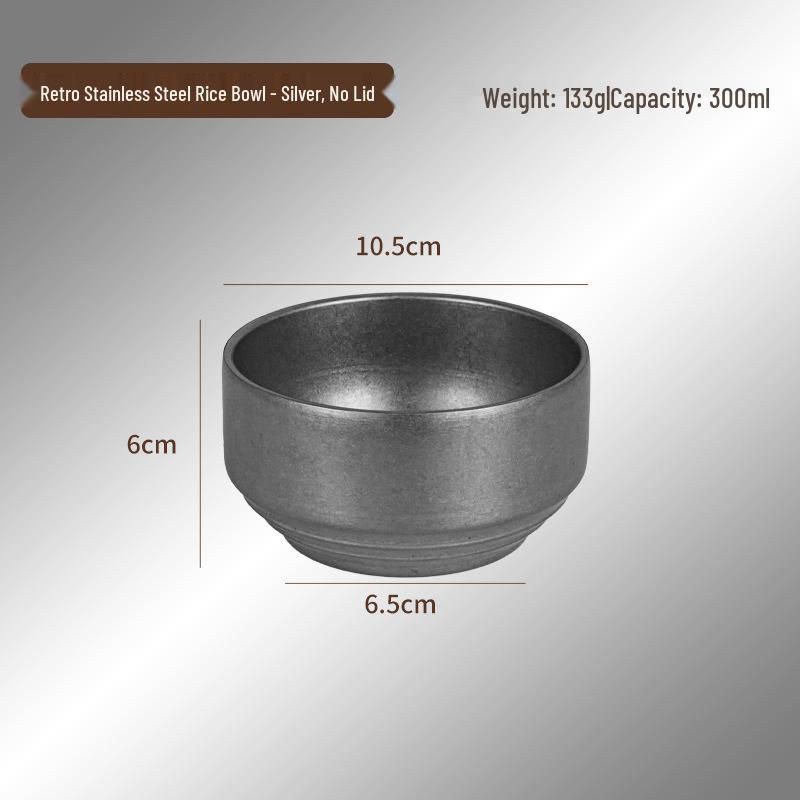 Industrial-Style Double-Layer Stainless Steel Rice Bowl with Lid