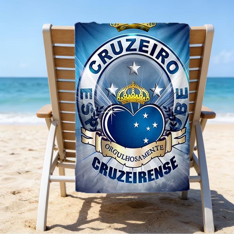 Cru-zeiro Esporte Club Crest Printed Beach Towel, Super Soft Microfiber, Perfect Gift Birthday, for Pool, Beach, Travel, for Family and Friends