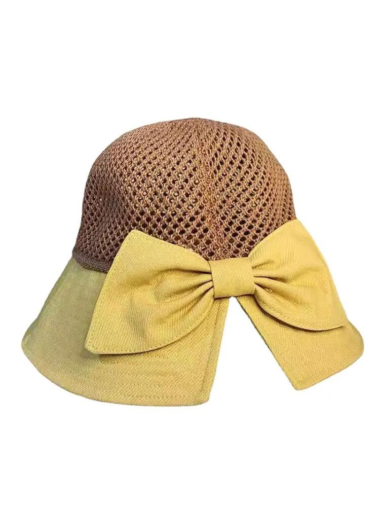 New Sunscreen Hat In Spring And Summer Children's Fashion Bucket Hat Folding Bow Sun Hat Sunscreen Hat