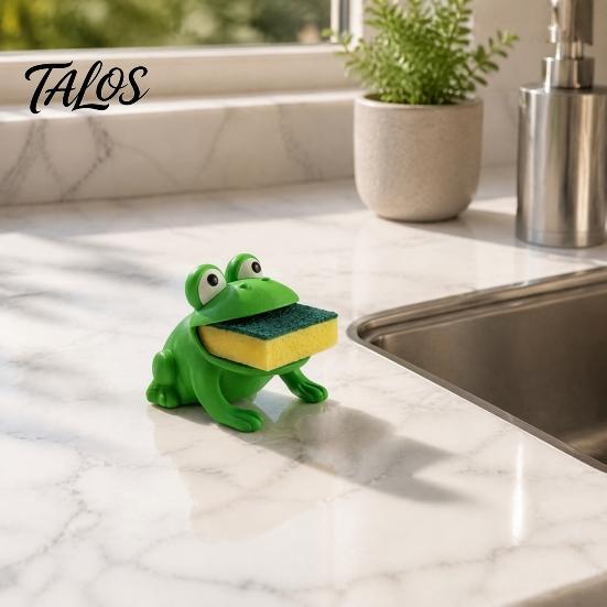 Practical Kitchen Sponge Drainer Frog Holder for Sink, Cute Animal Shape Caddy, Draining Rack, Novelty Countertop Organizer Cleaning Sponges
