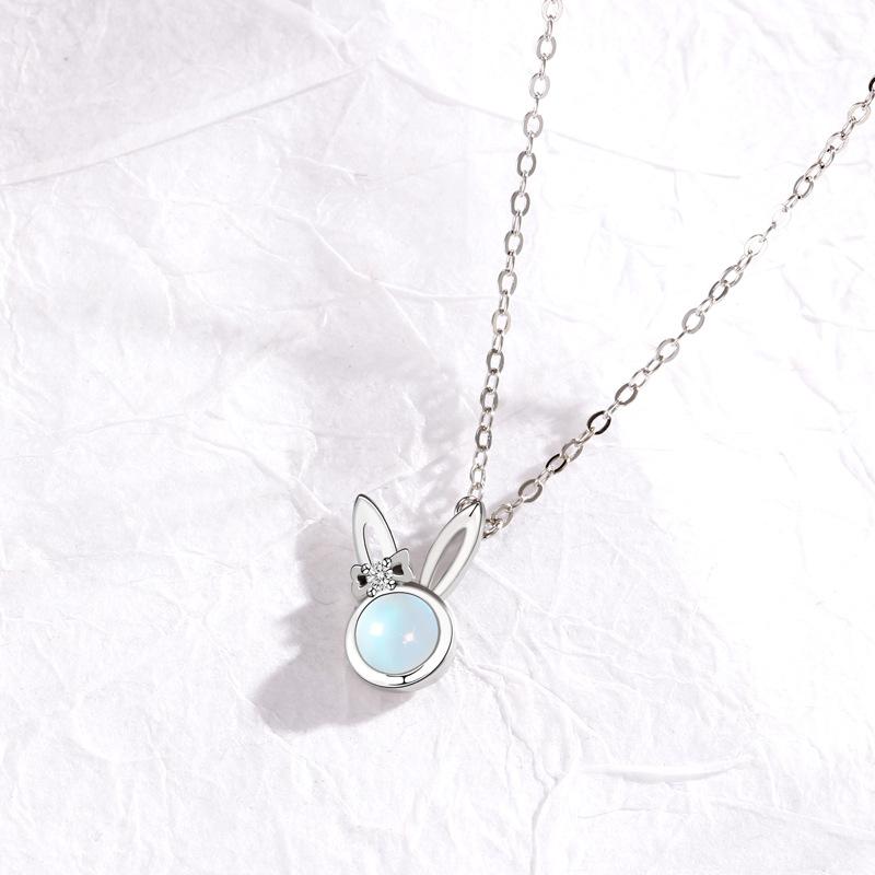Cosmic Star Blue Necklace with Diamonds Cat's Eye Cute Rabbit Pendant Simple Korean Version Niche Design Sense ins