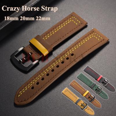 Universal Strap for Huawei Watch GT 2 Strap 18mm 20mm 22mm 24mm Crazy Horse Cowhide Watchband for Samsung Galaxy Watch 42mm 46mm