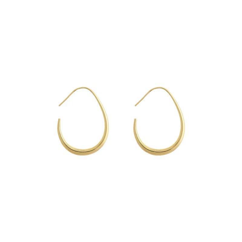 Geometric Oval Hoop Earrings Simple Design Earrings Jewelry for Women