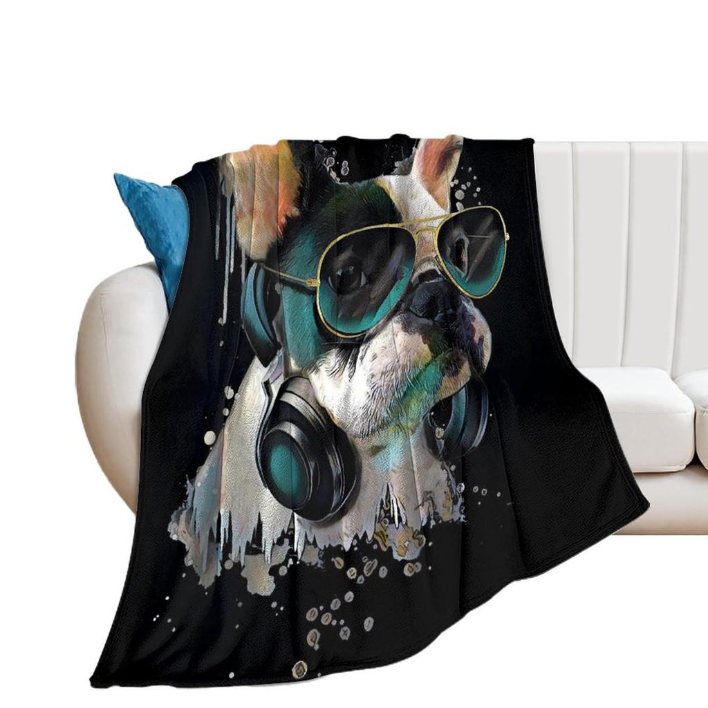 Cartoon bulldog Printed Blanket for Sofa Bed Travel Camping Living Room Office Conditioning Blanket for All Seasons Gifts
