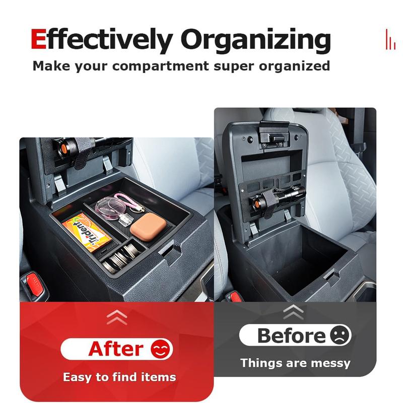 Center Console Tray for Toyota Tacoma 2024 Armrest Box Storage Car Center Console ABS Accessories Car Storage Ert Organizer