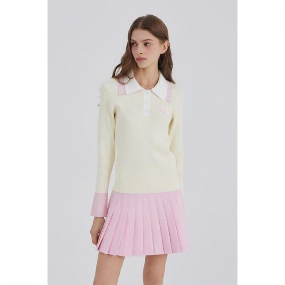 Goxo Smile Heart Double Collar Knit
