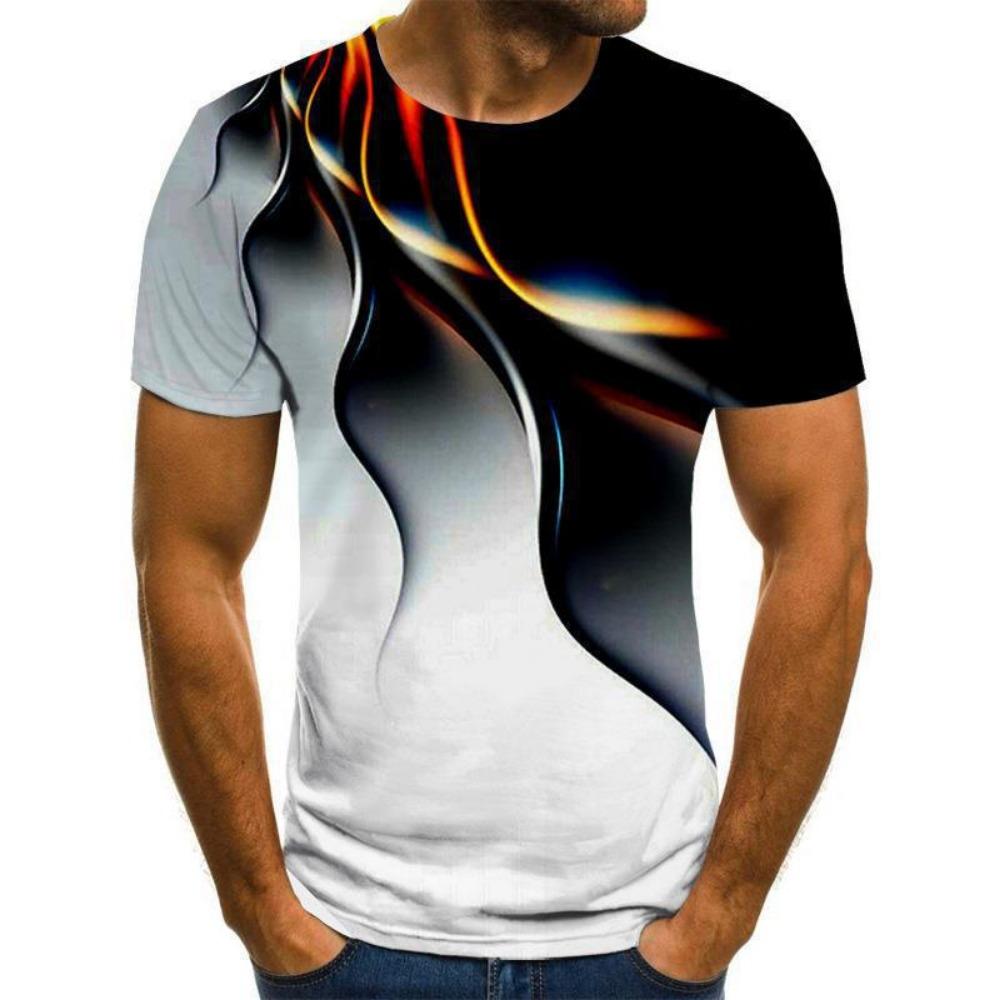 Summer hot selling 3D camouflage line printed men's sports and leisure round neck short sleeved T-shirt