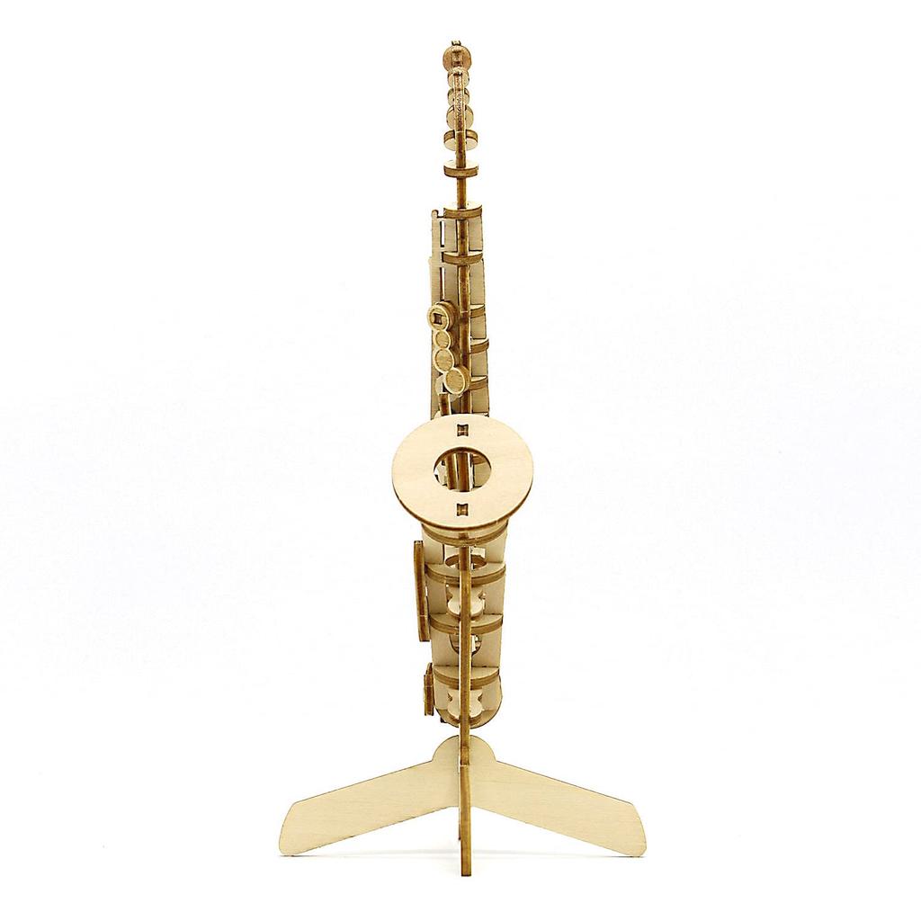Ki-gu-mi Saxophone Pen Stand - A 3D Wooden Puzzle DIY Craft Kit for Kids and Adults Alike - Educational Toy for Boys and Girls - a Great 3D Art Piece