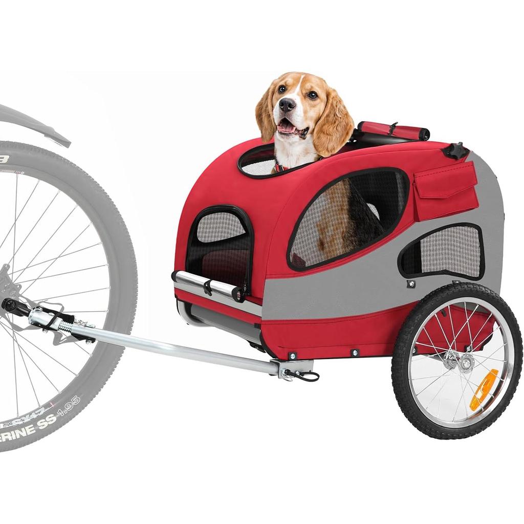 Sepnine Haustier praktischer Reisefahrrad-Heckanhänger mit Sicherheitsgurt, reflektierendem Streifen, faltbarer Aufbewahrungstasche, geeignet für Frühlingsausflüge und Reisen