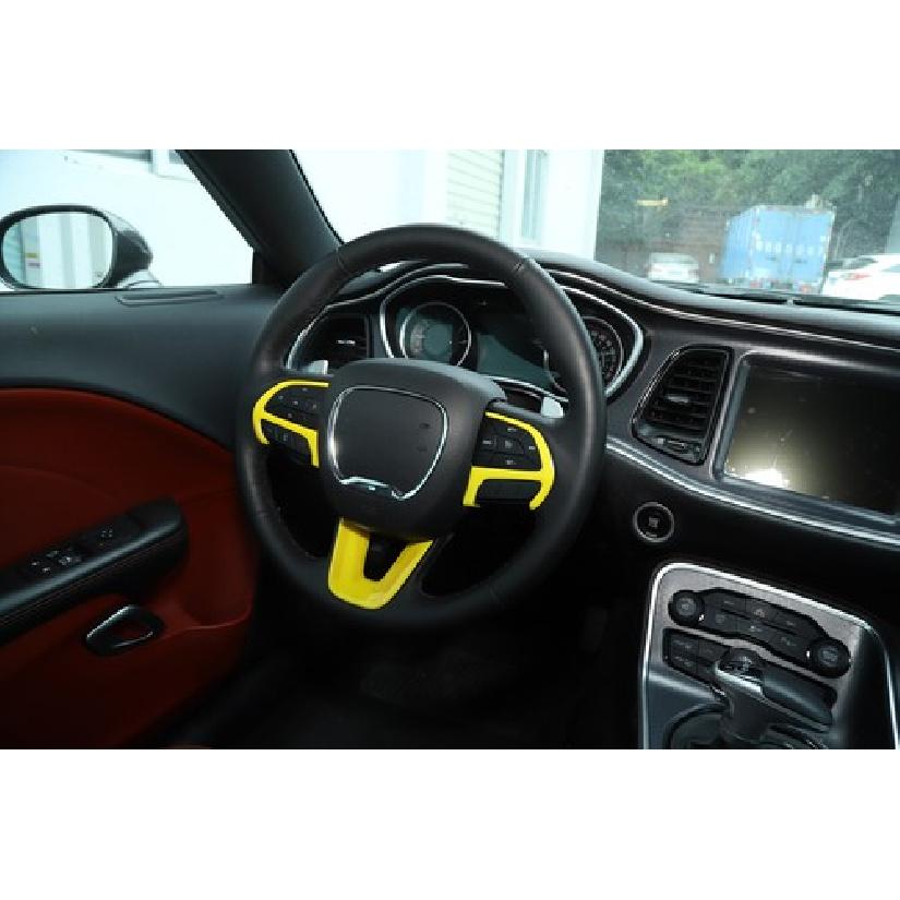 3pcs Interior Steering Wheel Frame Trim Cover for Dodge Challenger/Charger 2015+