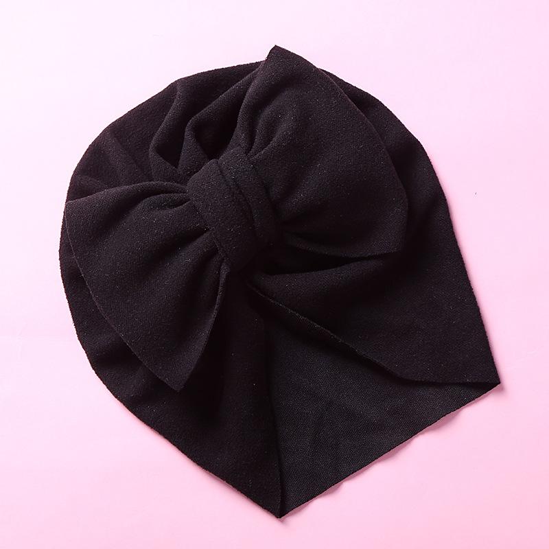 New Solid Color Baby Turban Cap Big Bow Infant Sweet Hat Newborn Elastic Bandana Headband Headscarf Beanie Kids Hair Accessories
