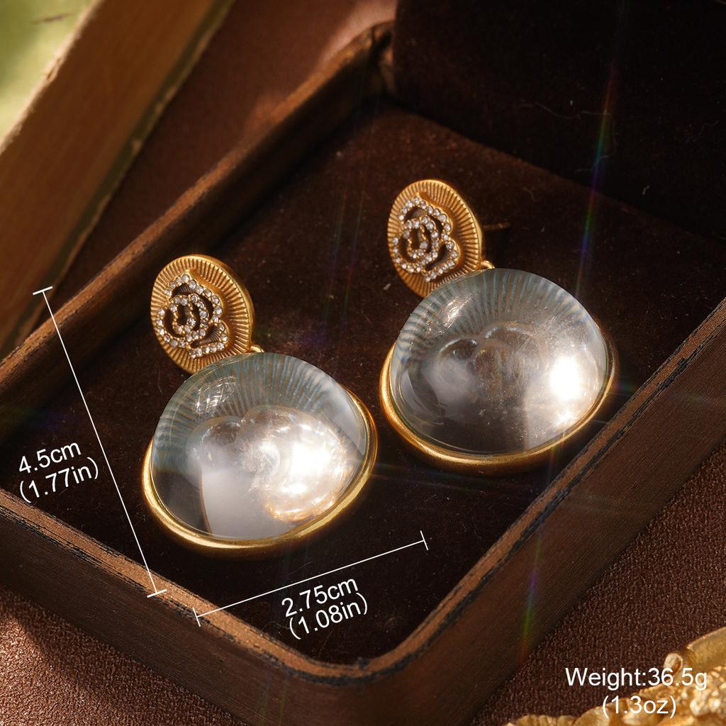 Vintage flower fringed stud earrings medieval vintage niche ring pearl premium earrings light luxury ear jewelry
