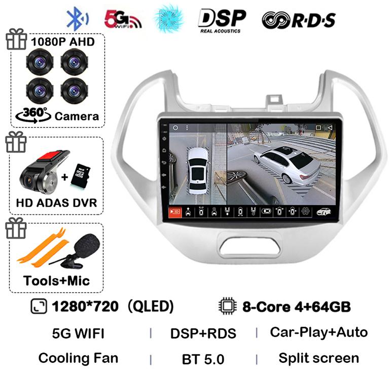 Android 14 Carplay Auto 4G WIFI For Ford FIGO KA 2015 2016 2017 2018 2019 2020 Car Radio Multimedia Stereo Video Player GPS DSP