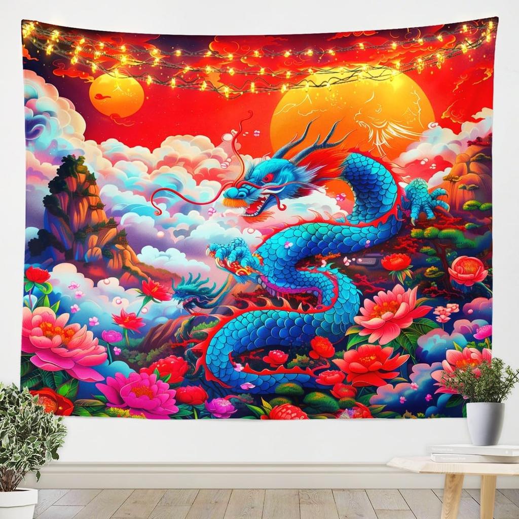 Wilder Wolf Kinder Wandteppich Sonne Mond Traumfänger Boho Wandteppiche Jungen Mädchen Zimmer Deko Wildtier Jagd Abenteuer Rustikal