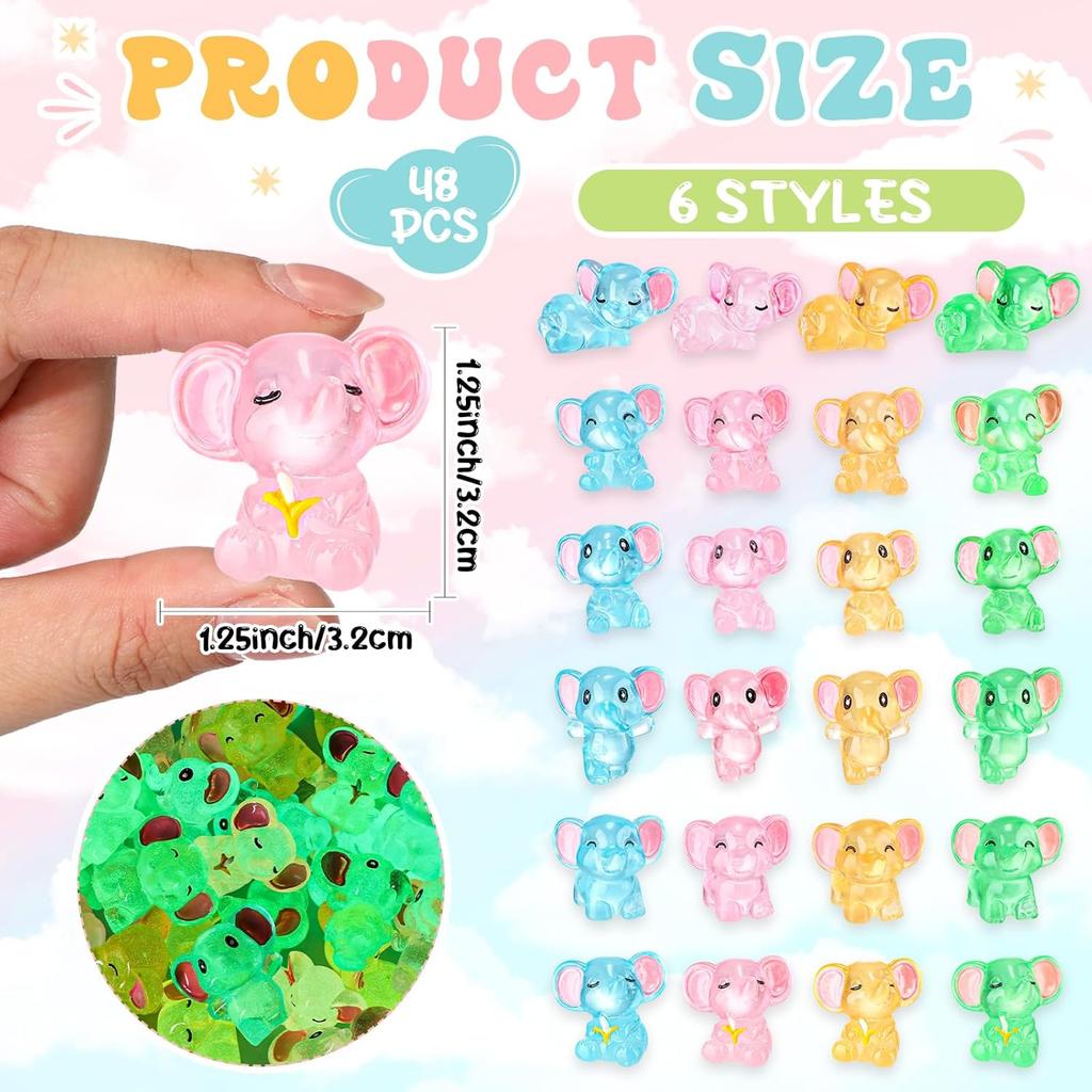 10Pcs Luminous Mini Resin Elephant Glow In The Dark Tiny Elephant Figures For Diy Fairy Garden Container Potted Plant Decor