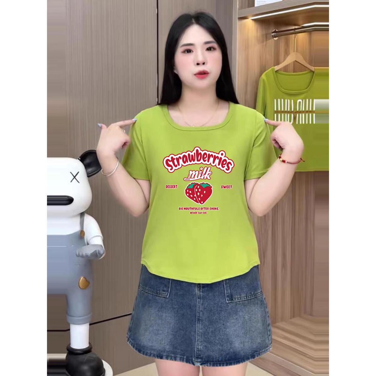 

Short Sleeve Women s 2025 New Trendy Spice Girls Versatile Slim Short Letter Printed High Waist Bottom T-Shirt Top Women s Clothing XL [160-100kg]