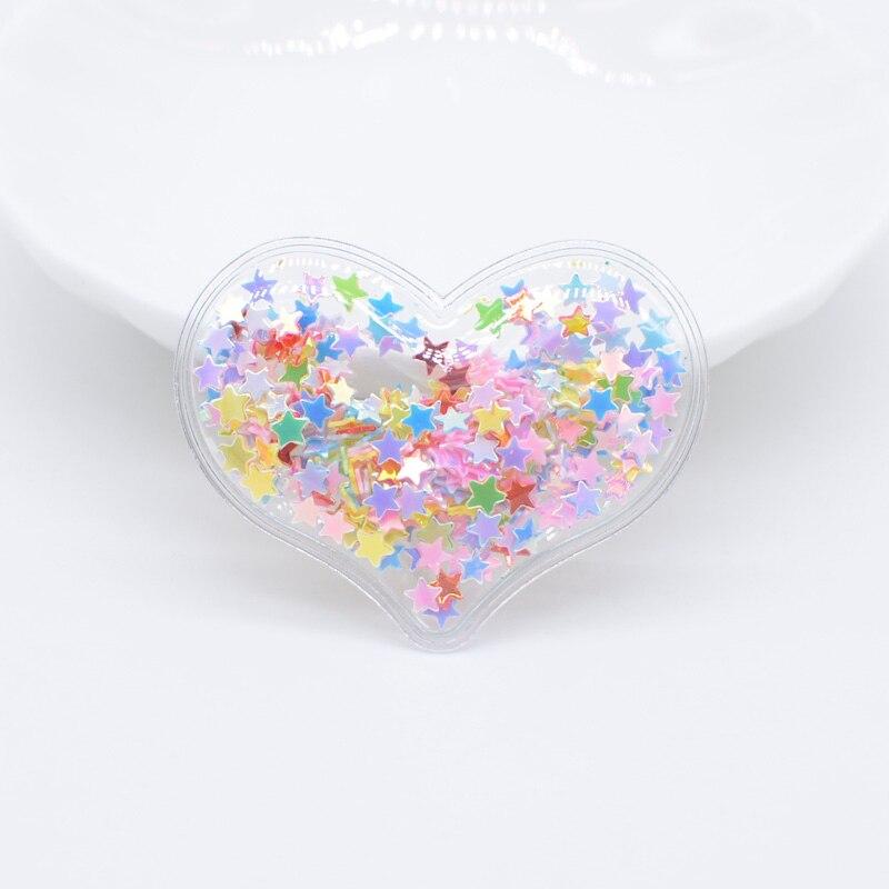 32 stk 38*30 mm Bling-hjerte gjennomsiktig plastfylling paljettapplikasjoner for DIY-hodeplagg Hårklemmer Sløyfetilbehør-lapper