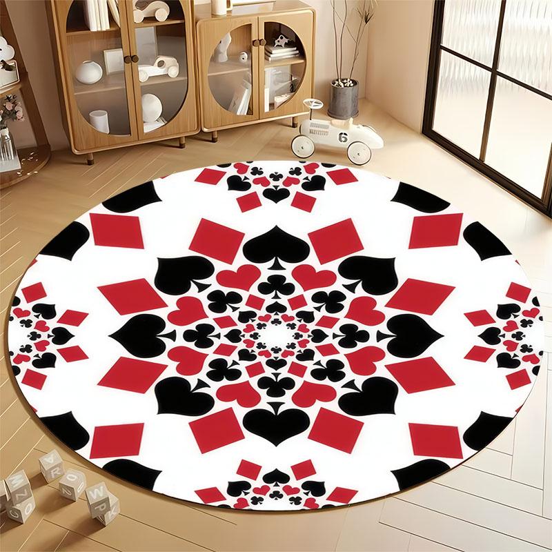 

Card Suit Pattern Rug for Game Rooms round carpet for home sofa bedroom, gift Diameter 60cm
