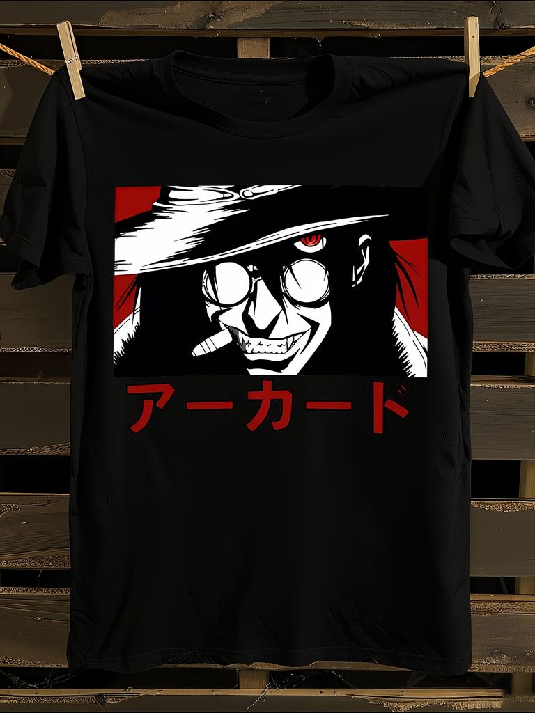 Alucard Hellsing Anime T-Shirt Mens Tshirt Womens Tshirts with Letters Print Short Sleeves T-Shirt Casual Street Tee Shirt Top