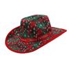 Red Christmas Cowboy Hat Santa Claus Decoration Holiday Party Props Wide Brim Cowgirl Hat Jazz Hat
