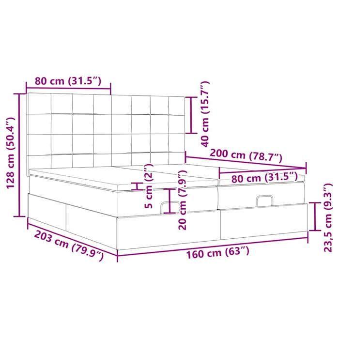 VidaXL Ottoman Bed Frame with Mattress Dark Grey 160x200cm Fabric, Bed Frame, Upholstered Bed Frame, Bed Frame 3314535