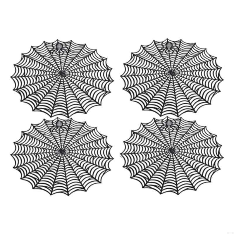 

Washable Halloween Dinner Mats With Eerie Web Design For Festival Decorations M68E