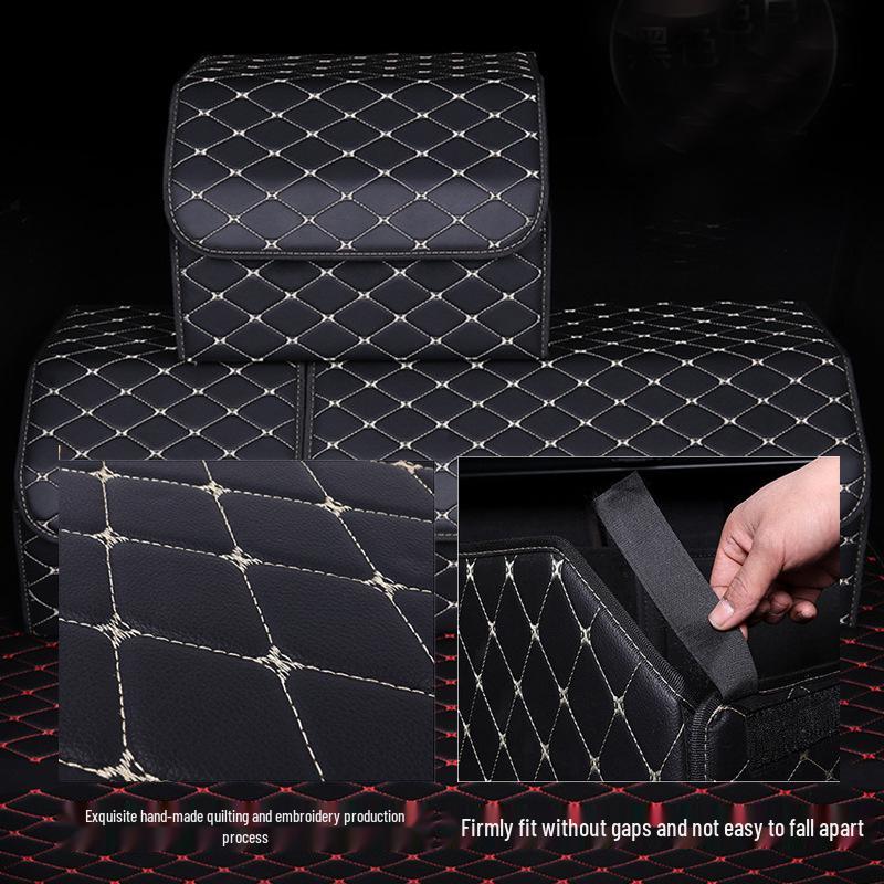 Składany organizer i pudełko do bagażnika samochodowego ze skóry