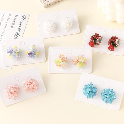 Small Fresh Crystal Hydrangea Flower Earrings High-End Light Luxury Niche Earrings Sweet And Cute Stud Earrings Jewelry
