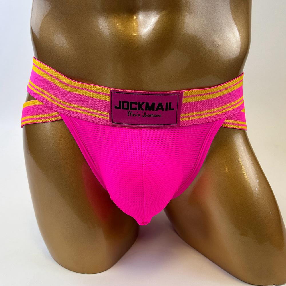 

Труси JOCKMAIL Модна спортивна чоловіча нижня білизна із заниженою талією, сітчастий матеріал, дихаючі шорти в смужку різного кольору L рожевий червоний колір