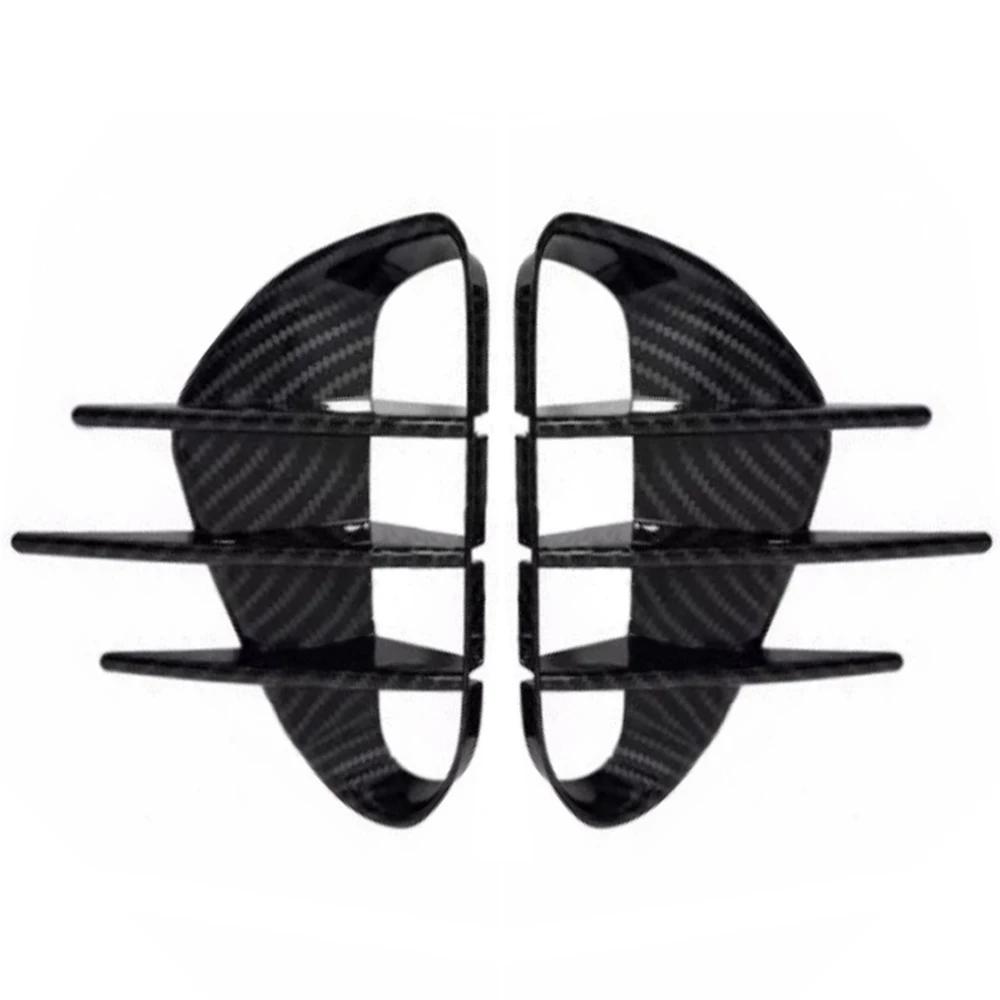 For KIA Stinger 2017-2025 Carbon Fiber Look Gloss Black ABS Bumper Side Vent Spoiler Canard Covers Car Sticker Accessories