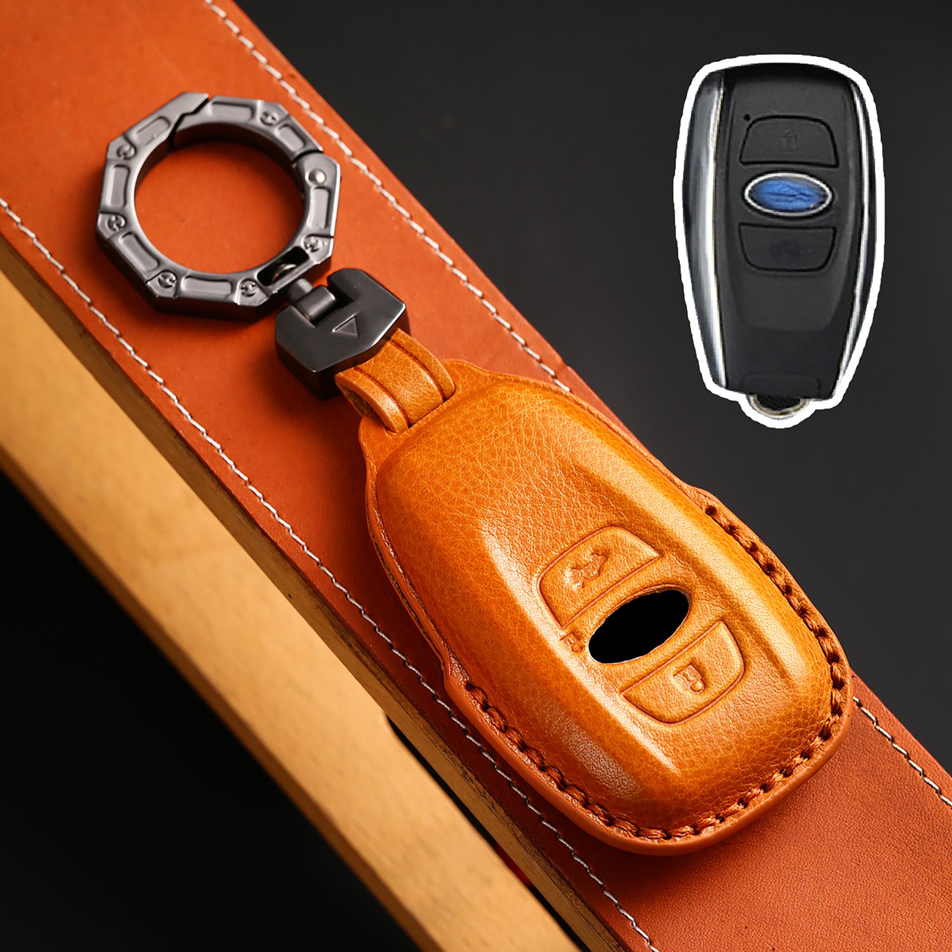 

3 4 Bottons Leather Car Key Fob Case Cover For Subaru Brz Forester Legacy Outback Wrx Sti Impreza Xv Crosstrek Car Accessories
