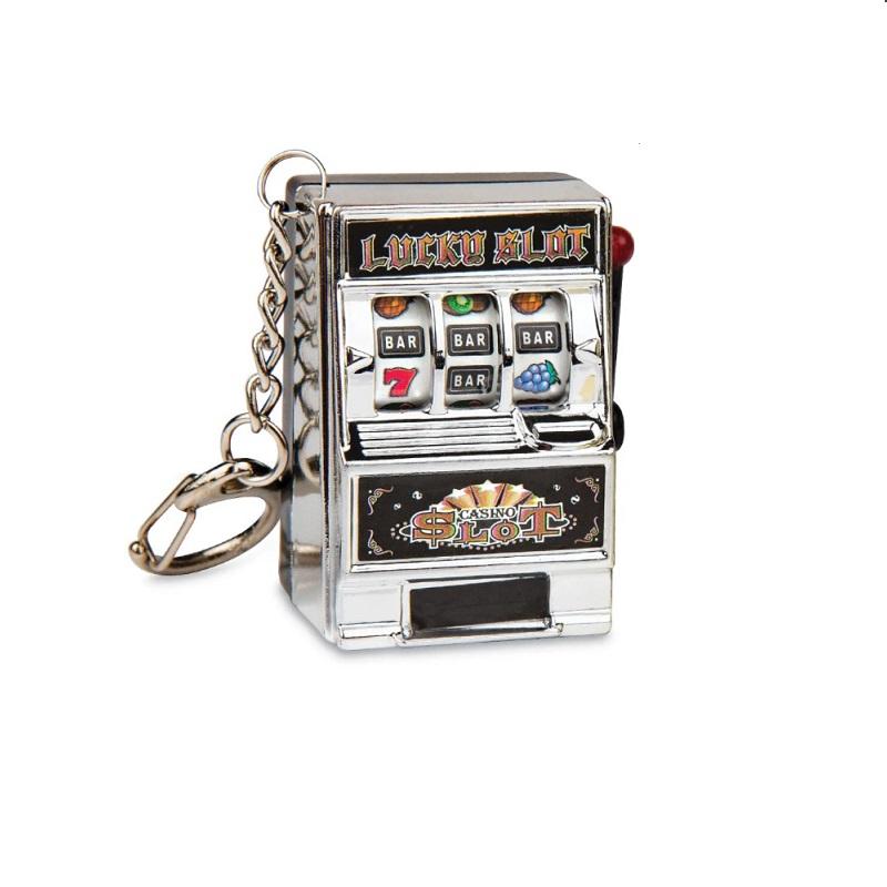Funny Mini Slot Machine Keychain Luck Fruit Slot Gaming Machine Toy Keyring Lotto Game Bingo For Kid Cool Bag Pendant Charm Gift серебряный