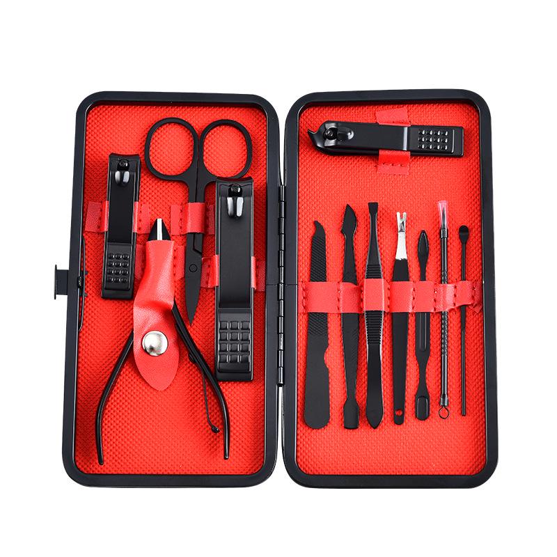 18-Piece Black Manicure Set: Nail Clippers & Art Tools
