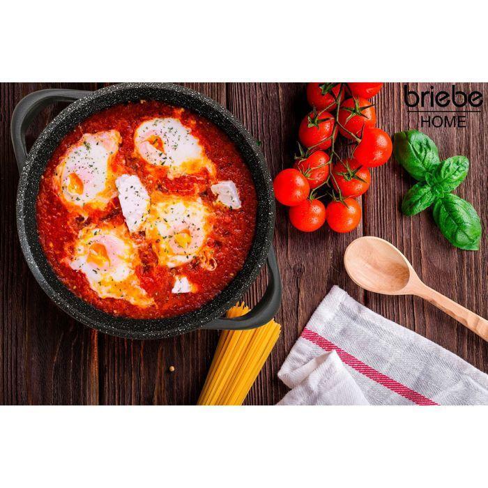 Batterie de Cuisine Induction 6 Pièces Aluminium Fonte 3 Casseroles 3 Couvercles Briebe MGK-18 Noir 93799