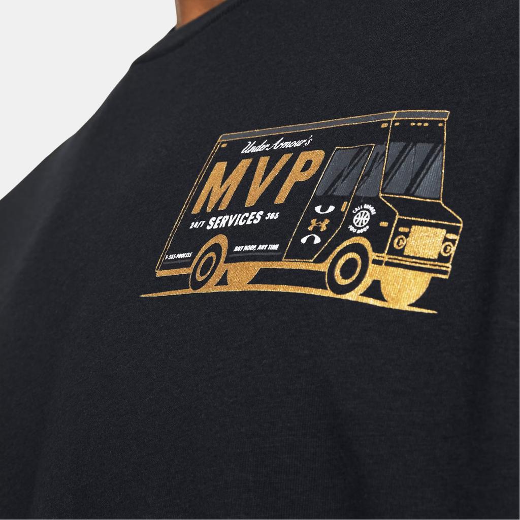 Under Armour Ua Mvp Services Buchstabenaufdruck Rundhals Kurzarm T-Shirt Herren T-Shirts Schwarz 1384288-001