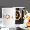400ML Mamma och Pappa Kaffemugg Med Lock Sked 2020 Ny Enkel Keramik Presenter Muggar Koppar för Mamma Pappa