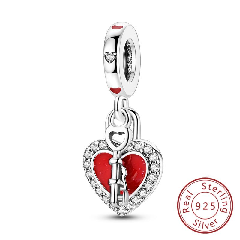 Red Series Charms Beads Pendan Copper Suitcase Red Wine High Heels Cherry Charm Fit Original Bracelet Woman Jewelry