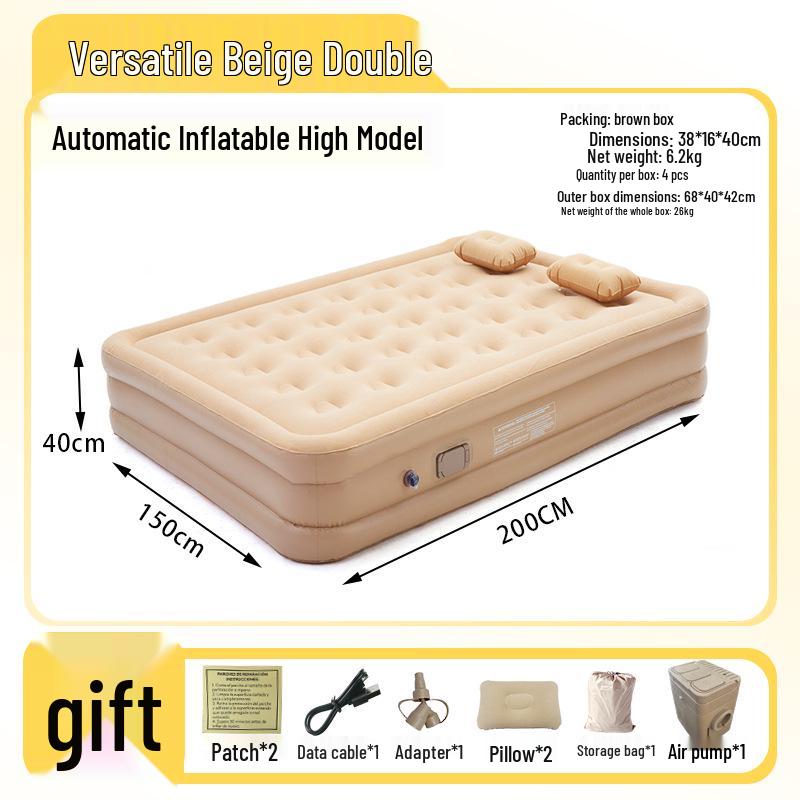 In-Stock Lightweight Inflatable Mat with Built-in Pump for Camping - Wear-Resistant Folding Bed for Lazy Lunch Breaks