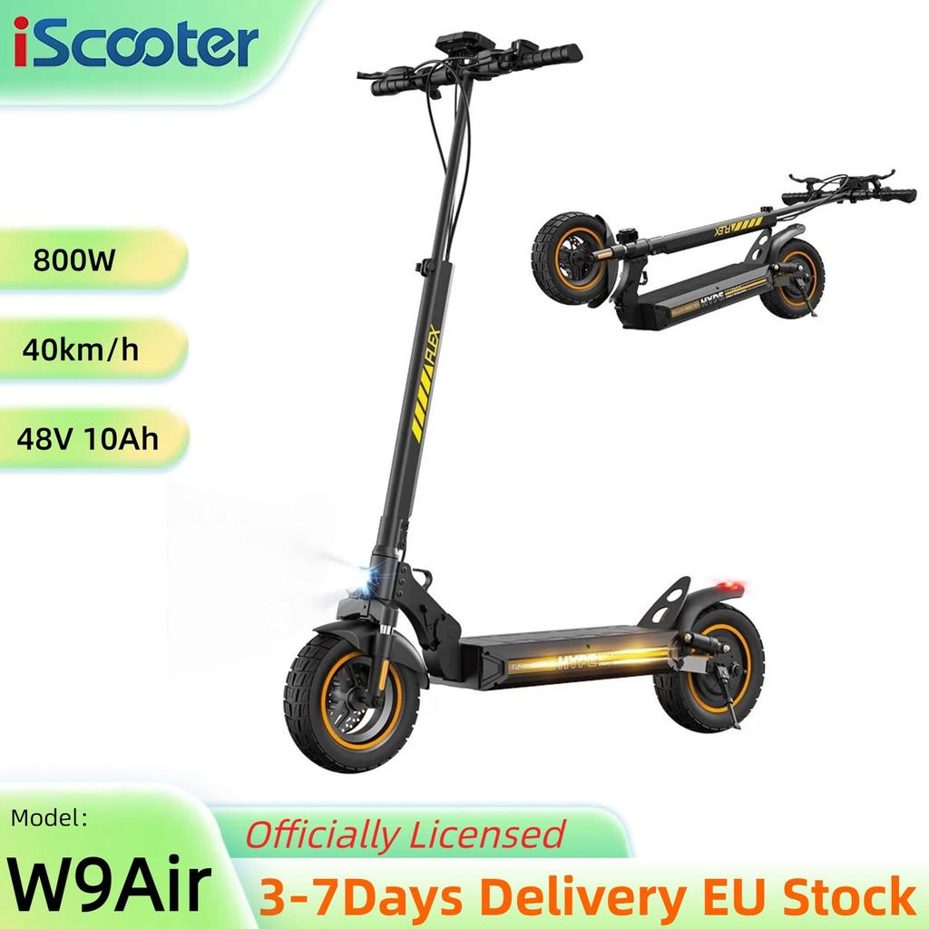 IScooter W9Air Elektryczna hulajnoga 40KM/H 10" Opona terenowa Off-Road Silnik 800W Bateria 48V/10Ah Podwójny hamulec tarczowy E Hulajnoga