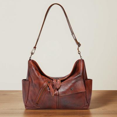 Bolso Grande de Cuero Genuino Bolso de Hombro de Cuero Vacuno Vintage de Gran Capacidad para Mujer