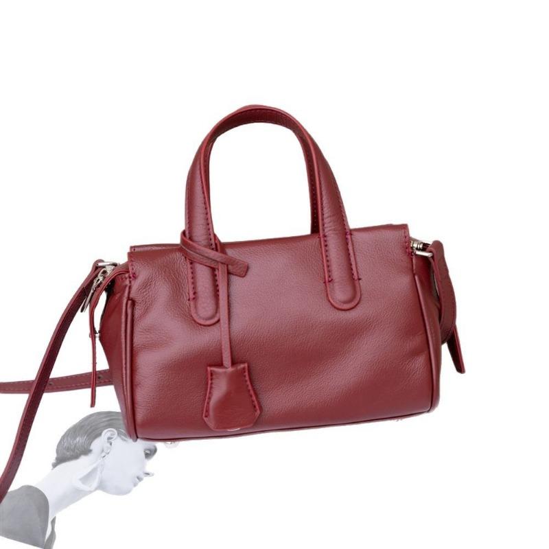 All-in-one Commuter Small Square Bag Carrying Women's Baotou Layer Cowhide Simple Crossbody Bag