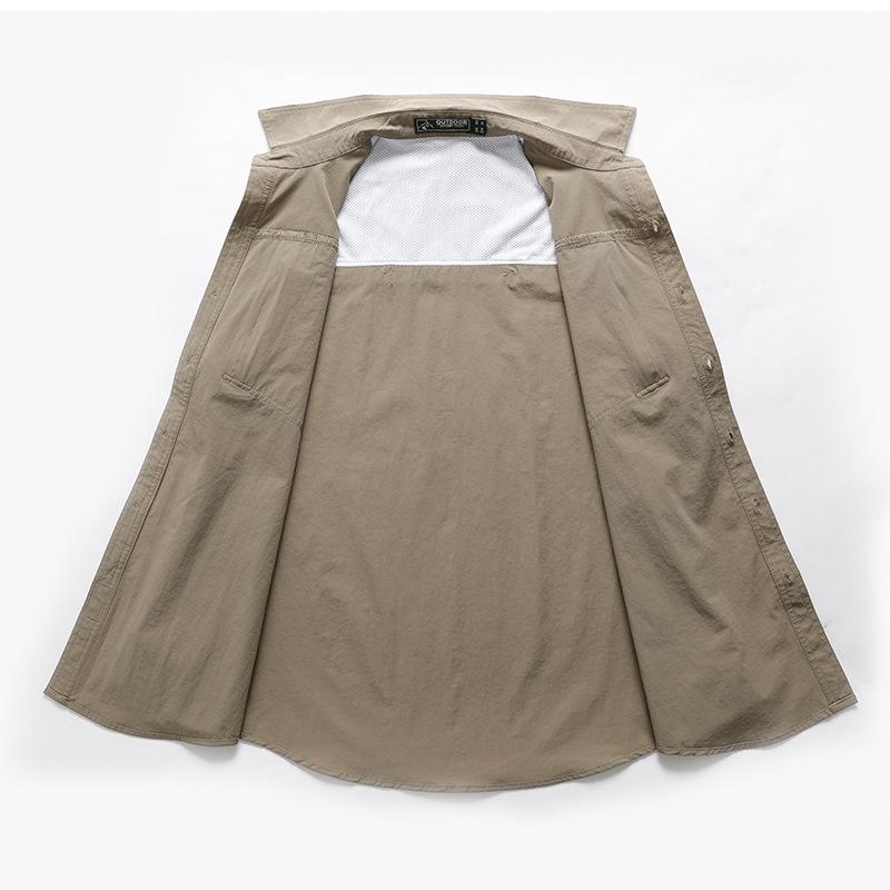 Frühlings Schnelltrocknendes Langarmshirt mit Elastischer Nylon-Reißverschlusstasche und Atmungsaktives Taktisches Shirt