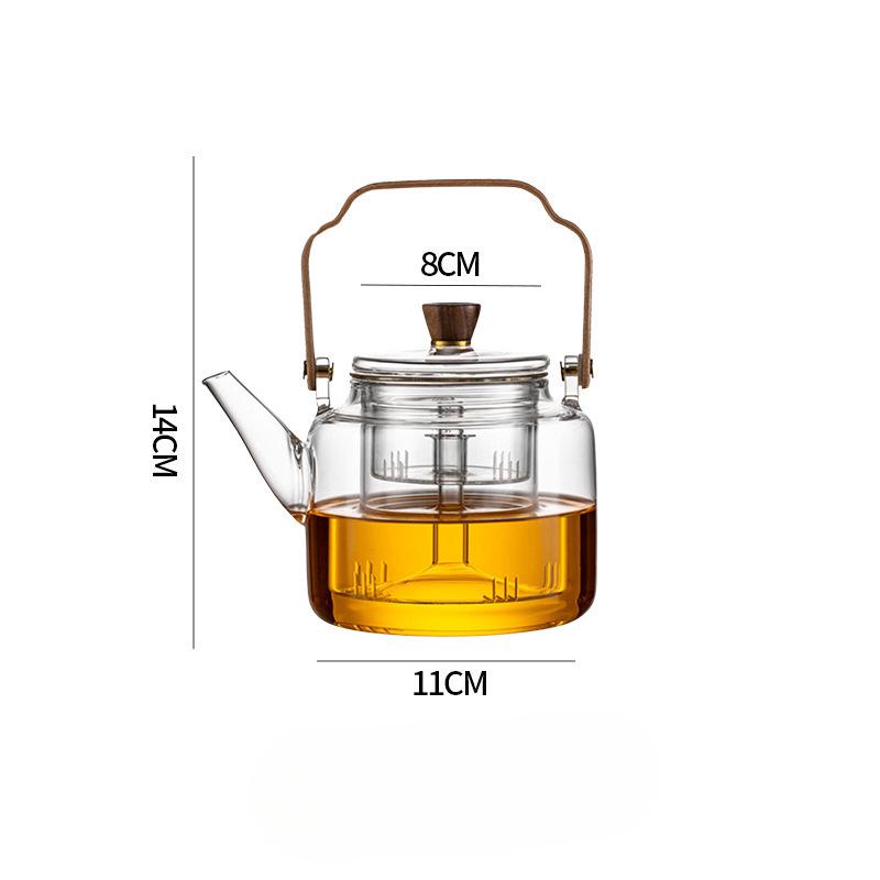 

Бамбуковая ручка Подъемный горшок для варки на пару и приготовления пищи Чайник из грецкого ореха Жаростойкий стеклянный чайник Чайник из боросиликатного стекла