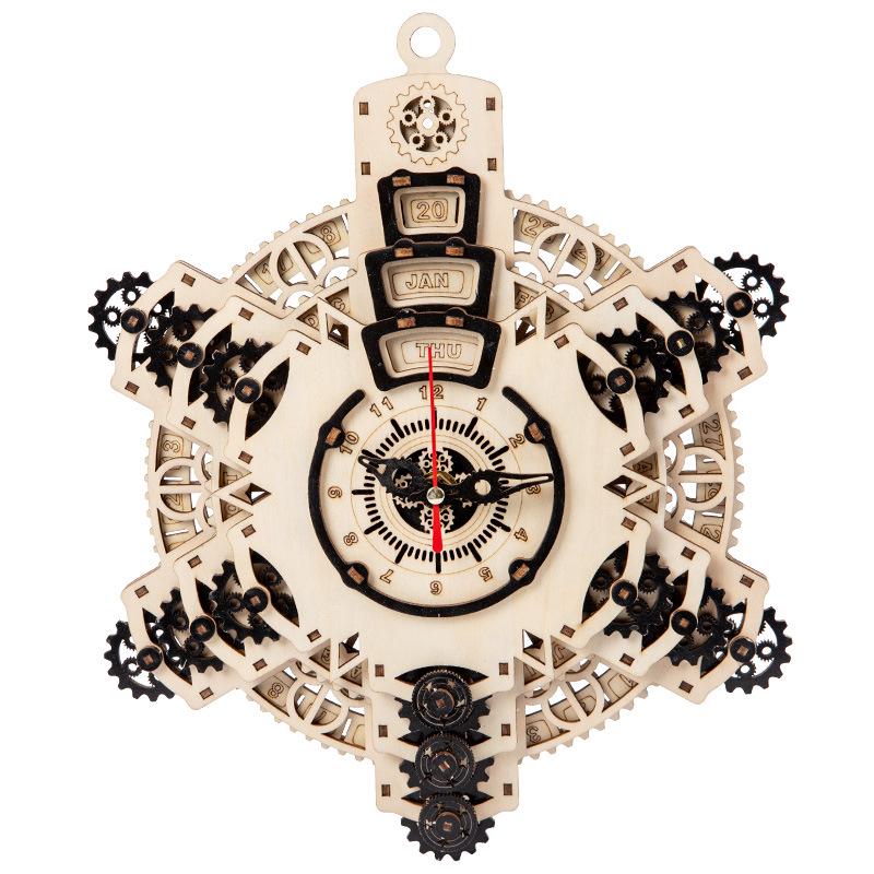 Children's 3D Wooden Perpetual Calendar Puzzle - DIY Mechanical Gear Assembly Model