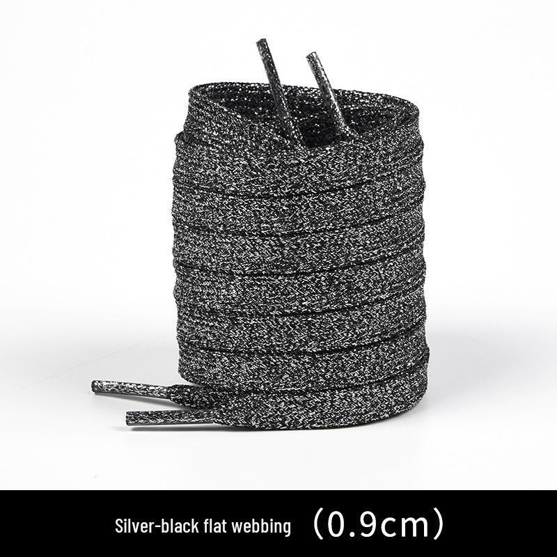 

Серебристые шелковые шнурки для повседневной обуви и кроссовок, черно-серебристые, в немецком тренировочном стиле, 1 пара 120cm