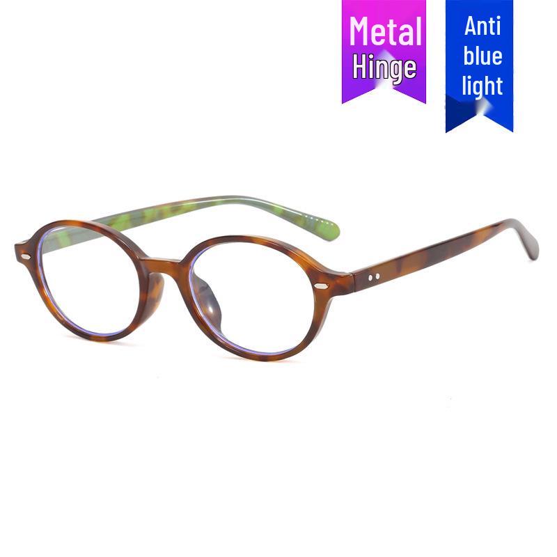 Retro Oval Nerd Glasses Frame with Prescription Option & Anti-Blue Light for Women