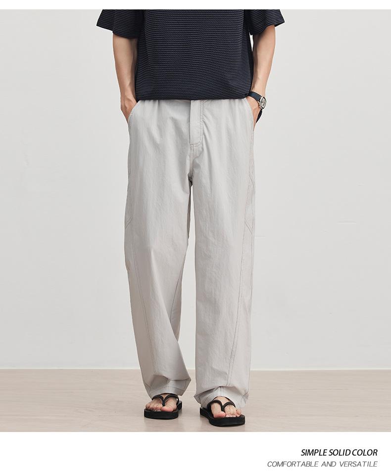 American simple and versatile casual pants men's spring new trend high-end straight loose wide-leg pants