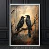 Gothic Dark Fantasy Wall Art  Crow Witch Retro Posters for Living Room  Halloween Horror Canvas Painting Print  Home Decor