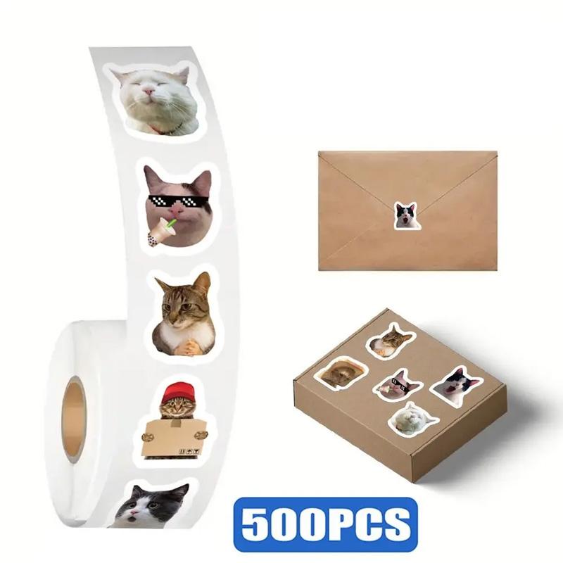 500Pcs/Roll Notebook Cute Phone DIY Cartoon Stickers Waterproof Graffiti Suitcase Funny Cats