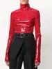 Women's European & American Mirror Leather Nightclub Zipper T-Shirt